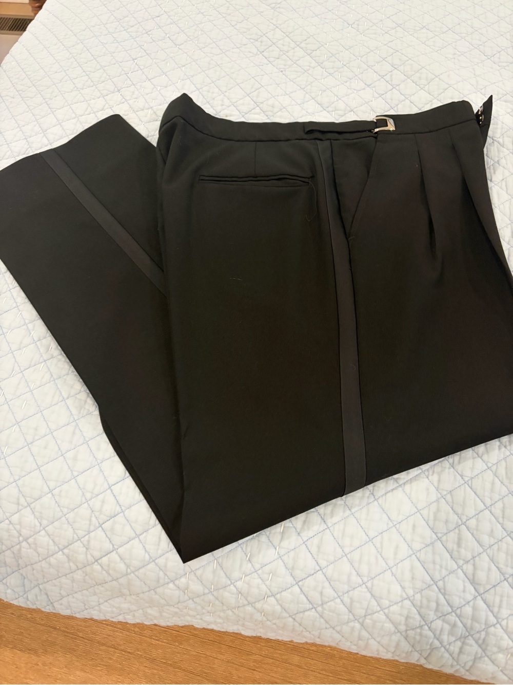 Men's Black Tuxedo Pleated Dress Pants